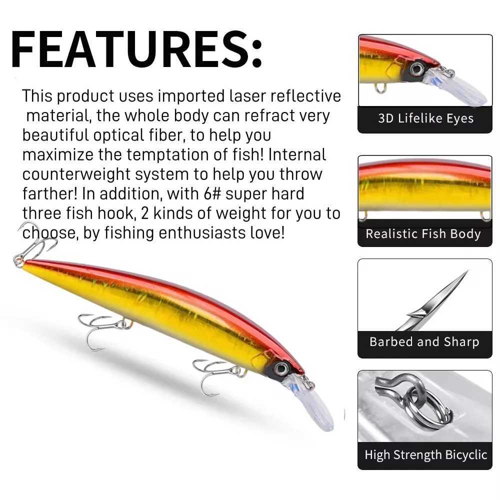 1PC 33G/10.8CM MINNOW Fishing Lure Global New Release Sinking Lure for Long Casting Hard Bait Tackle for Fly FishingXJ250122