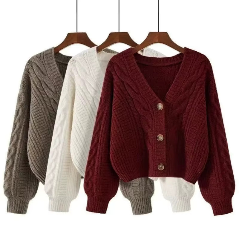 New In Outerwear Elegant Winter Coat Loose Matching Cardigan For Women Long Sleeve Vintage Casual Basic Top Sweater Knitwear