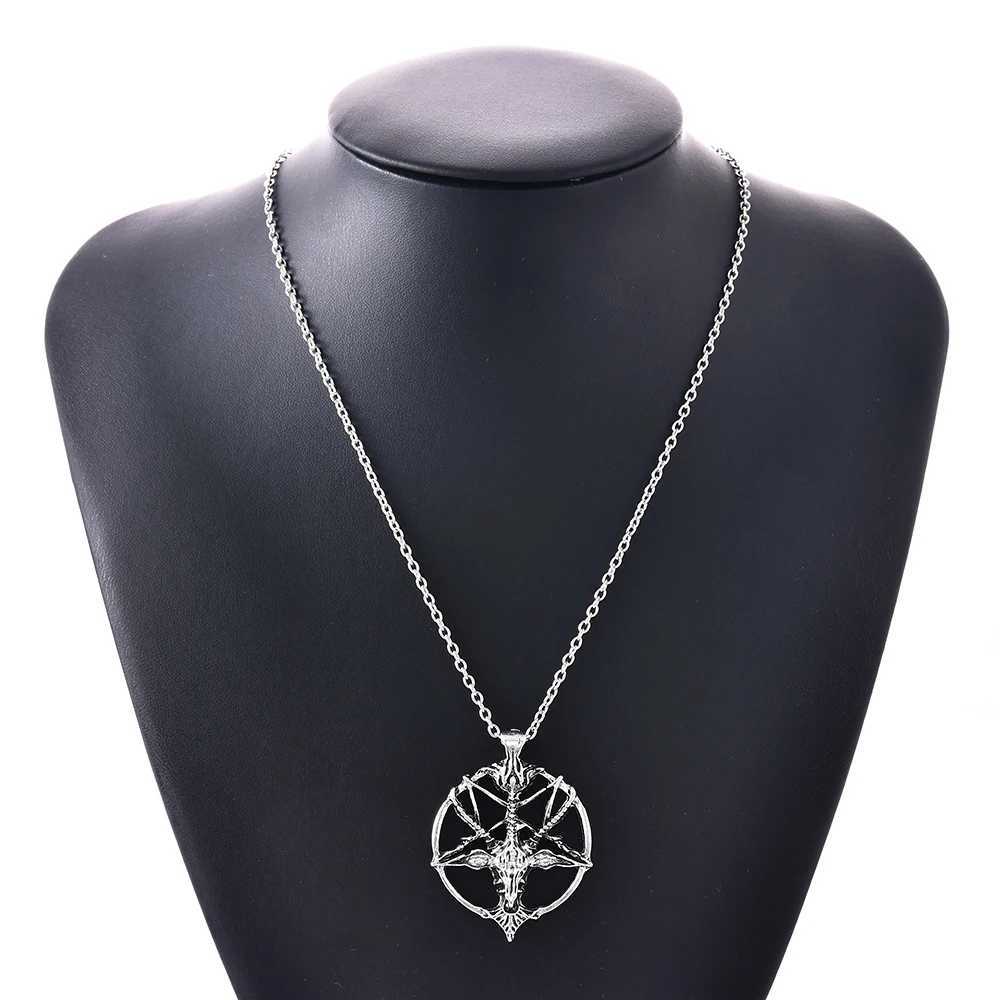 Vintage Pan God Skull Pendants Necklace Men Fashion Pentagram Goat Head Pendant Chain Unisex Luck Alloy Gothic Necklace JewelryXJ250121