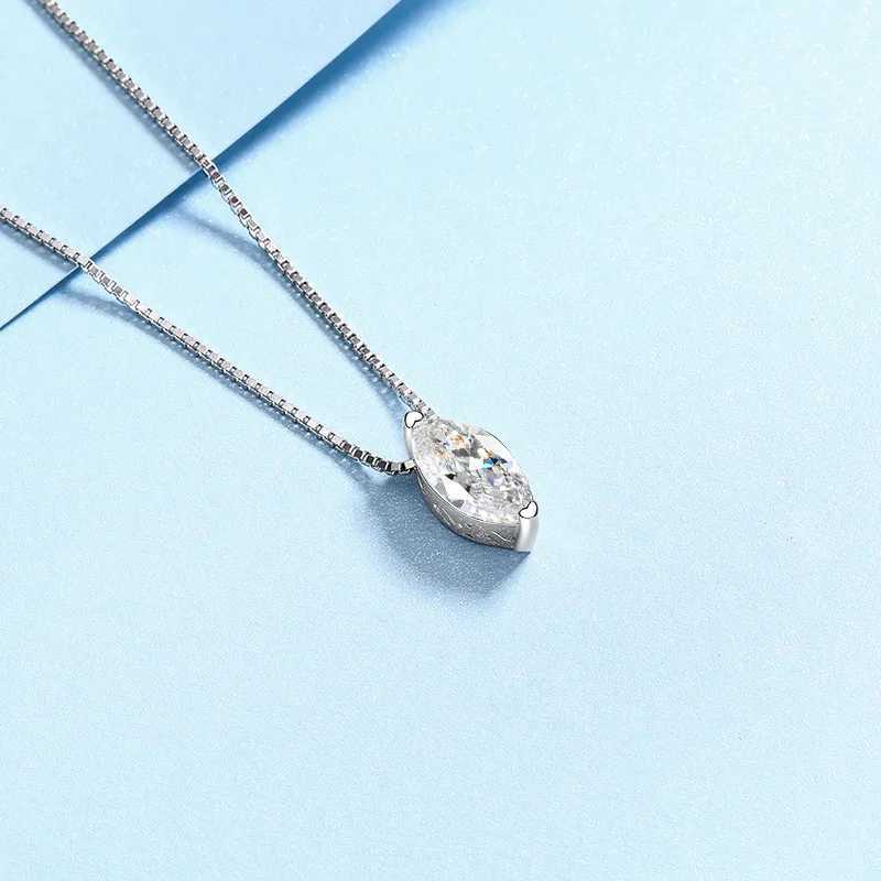 1CT Marquise Moissanite Pendant Neckalce 925 Sterling Silver Plated Gold Water Drop Diamond Necklaces with Gra for Women DailyXJ250114