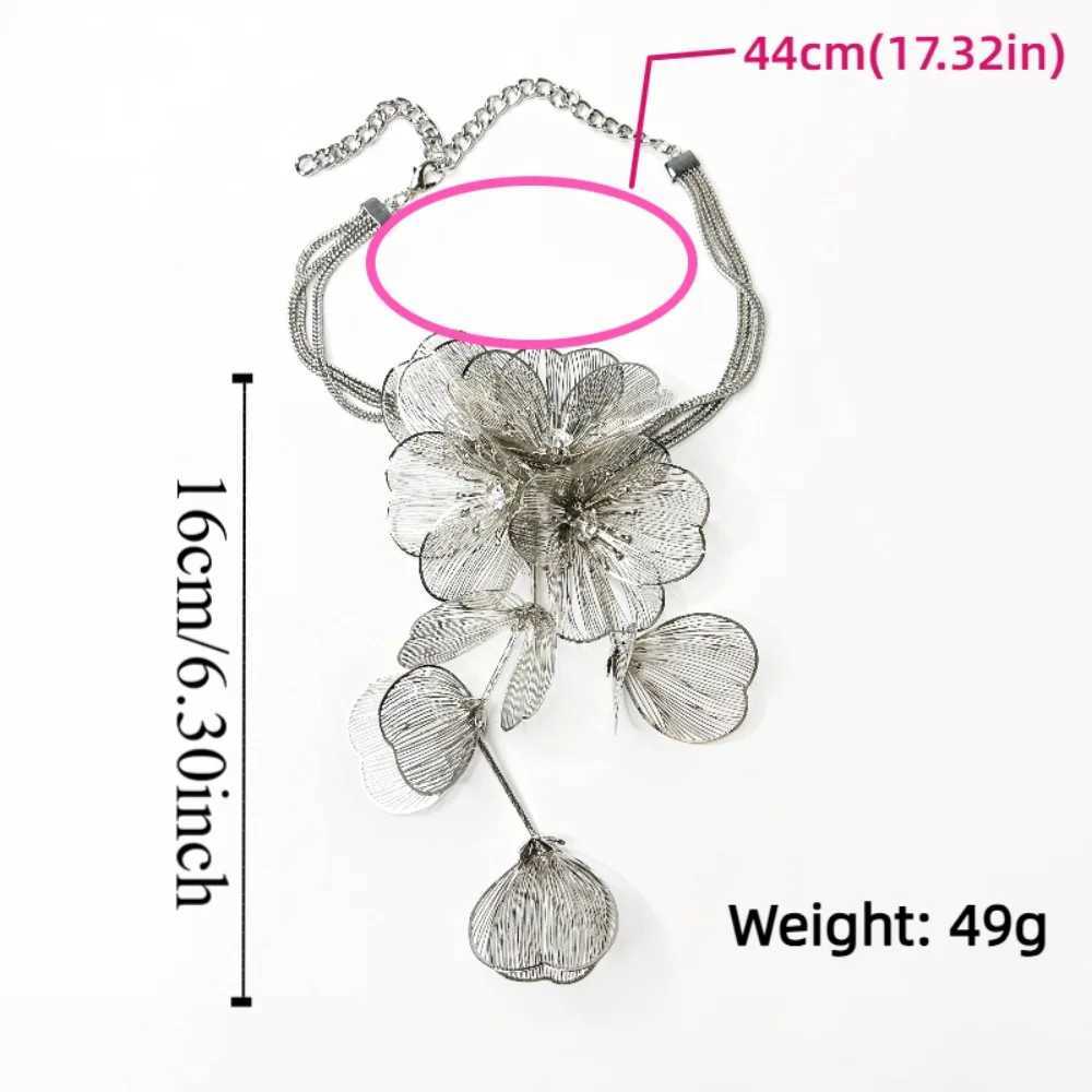 Elegant Flower Fringe Necklaces Temperament Luxury Exaggerated Choker Alloy Exquisite Long Tassel Collarbone Chain Banquet PartyXJ250121