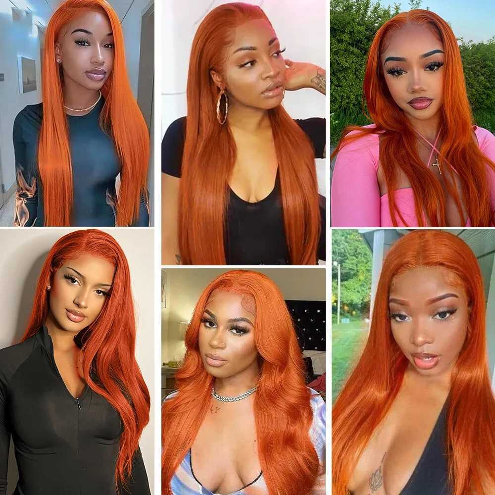 350 Straight Hair Bundles With Clo Orange Ginger Straight Human Hair Bundle With 4x4 Clo Brazilian Remy Human Hair WeaveXJ250120