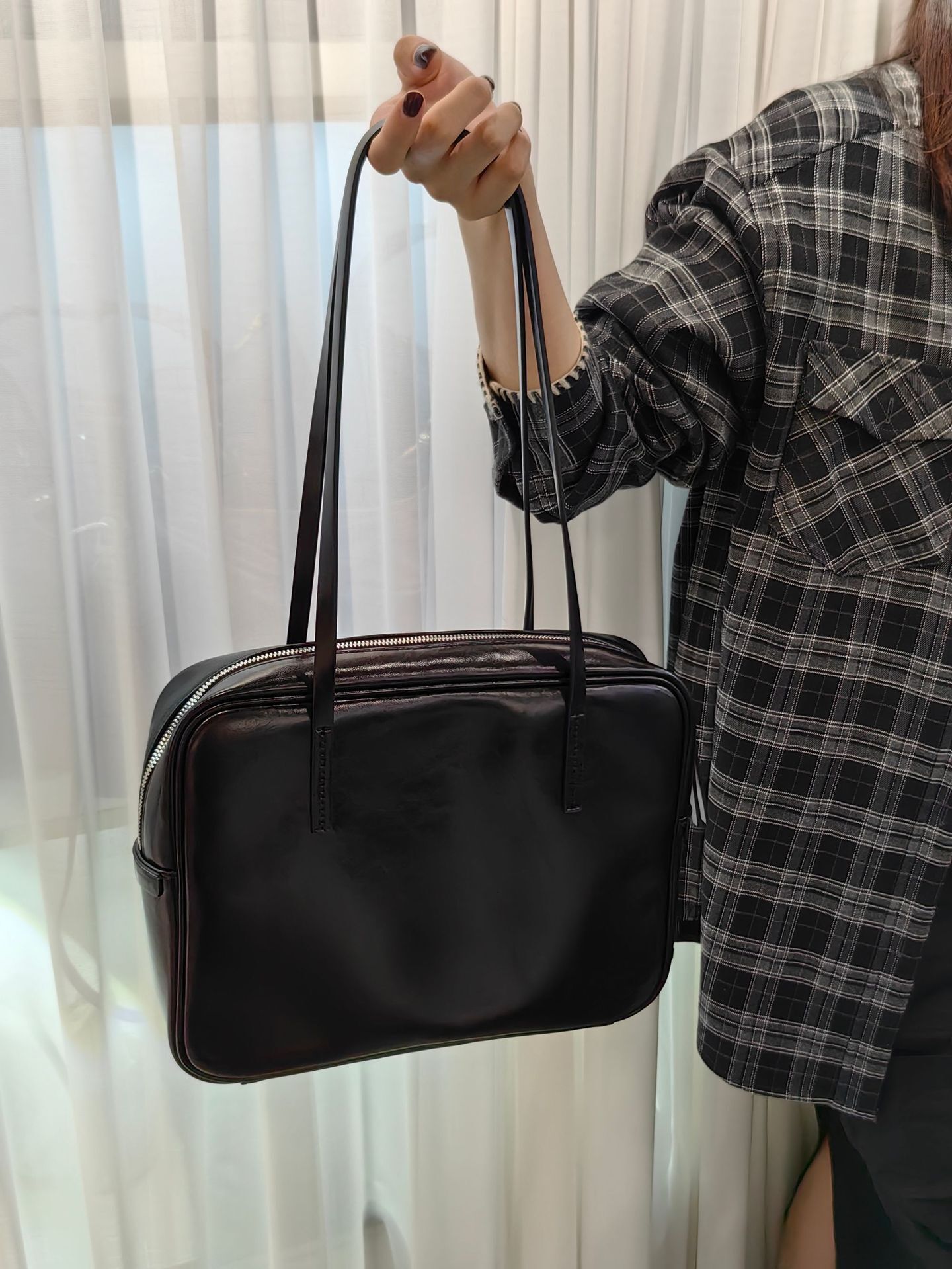 Bag Top Layer Cowhide Simple Niche Design Tote Premium Feel For Women 2024 New Single Shoulder Armpit Bag
