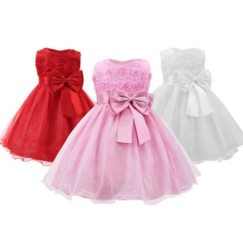 Rose Flowers Baby Girls Dress Summer Sleeveless Mesh Party Princess Dress Piano Performance Costume Birthday Gift Kids Clothes X250203