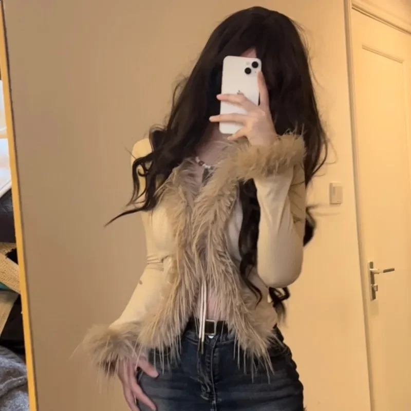 Womens Cardigan Sweater Y2K Girl Punk Hip Hop Street Wool Knit Loose Gothic Top long sleeve Cardigans mujer 250122