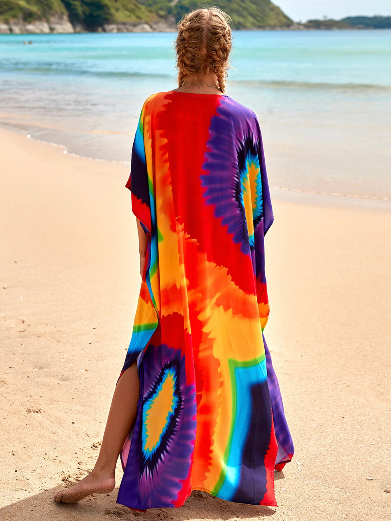 Women Beachwear Long Beach Coverups Caftan Casual Dress Swimwear Cover Ups Bathing Suit 250122