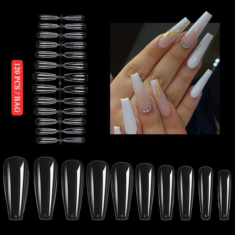 120pcs Nail Extension Press on Nails Coffin Nail Tips Clear Full Cover For Fake Nails Artificial Press on For BallerinasW250120