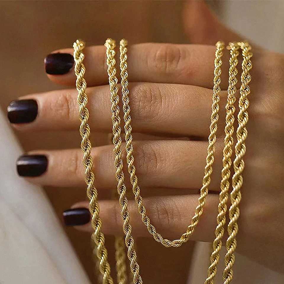 2/3/4/5MM 316 Rope Chain Necklace Stainless Steel Never Fade Waterproof Choker Men Women Jewelry Gold Color Chains GiftXJ250121