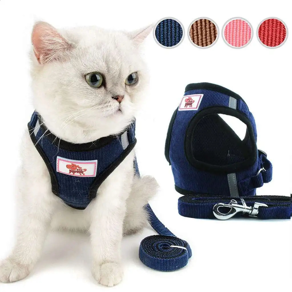 Dog Harness Leash Set for Small Dogs Adjustable Puppy Cat Harness Vest French Bulldog Chihuahua Pug Outdoor Walking Lead Leash 250121
