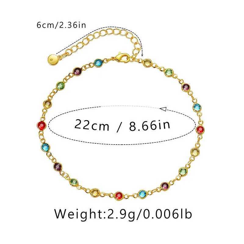 Gold Color Boho Rainbow Rhinestone Anklet for Women Summer Beach Beads Foot Chain Vocation Jewelry GiftsXJ250121