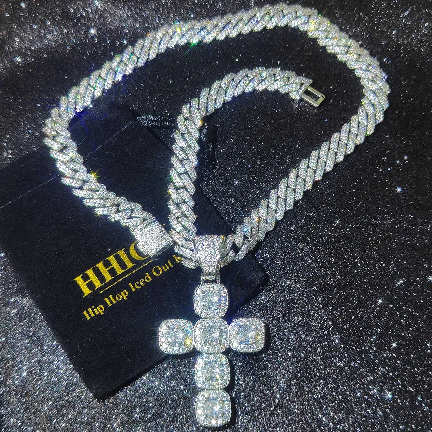 d Out Diamond Jesus Cross Necklace Cluster Tennis Chain Cross Pendant Religious Faith Hip-Hop Jewelry Gift for Men WomenXJ250114