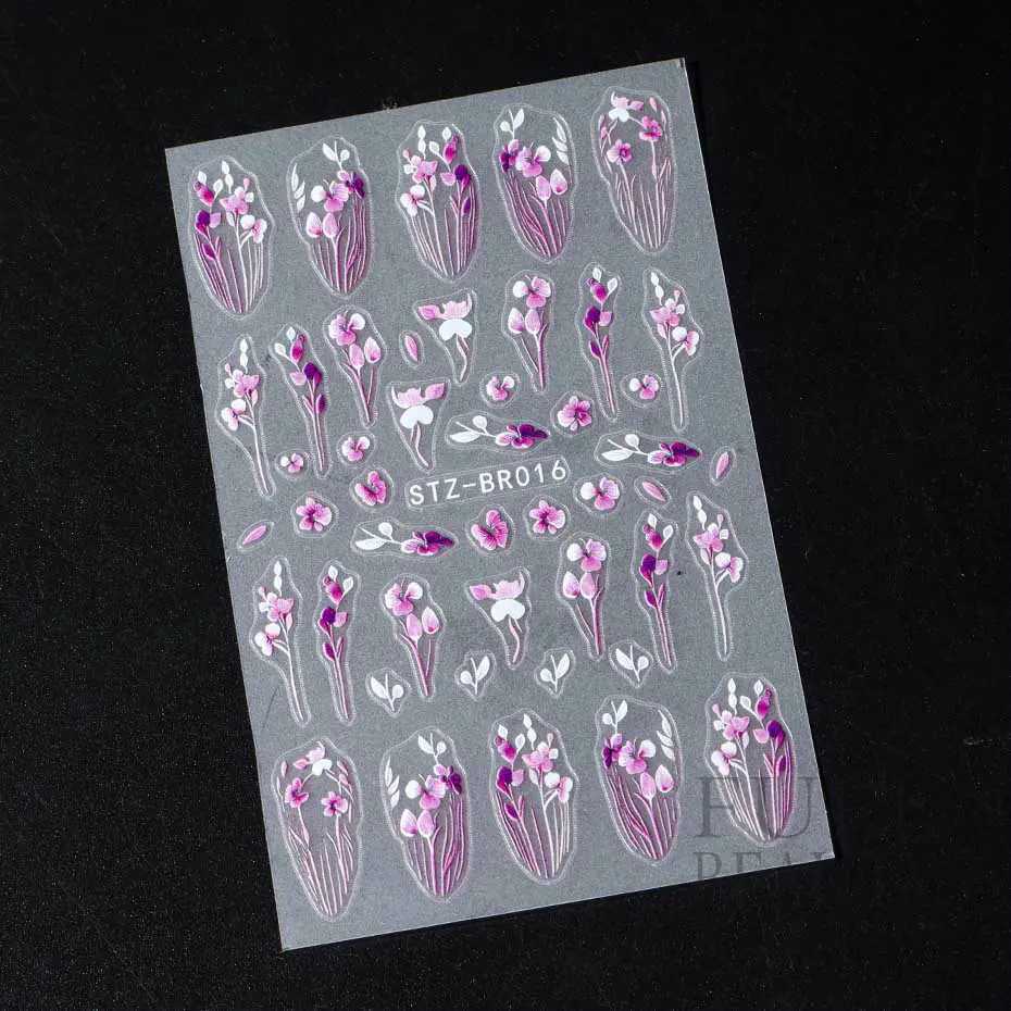 3D Purple Flower Nail Sticker Y2K Petal Floral Self-Adhesive Decal Slider DIY Fashion Manicure Decoration AccessoriesXJ250120