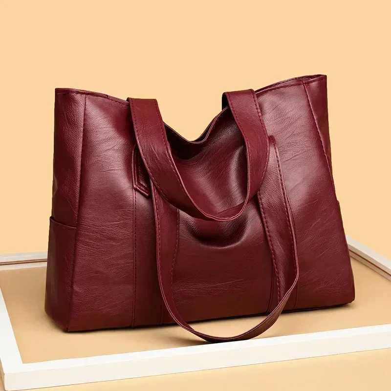 Female Big Soft Leather Sahel Bag Classic Solid Color Simple Casual Large Capacity Tote Single Shoulder HandbagXJ250121