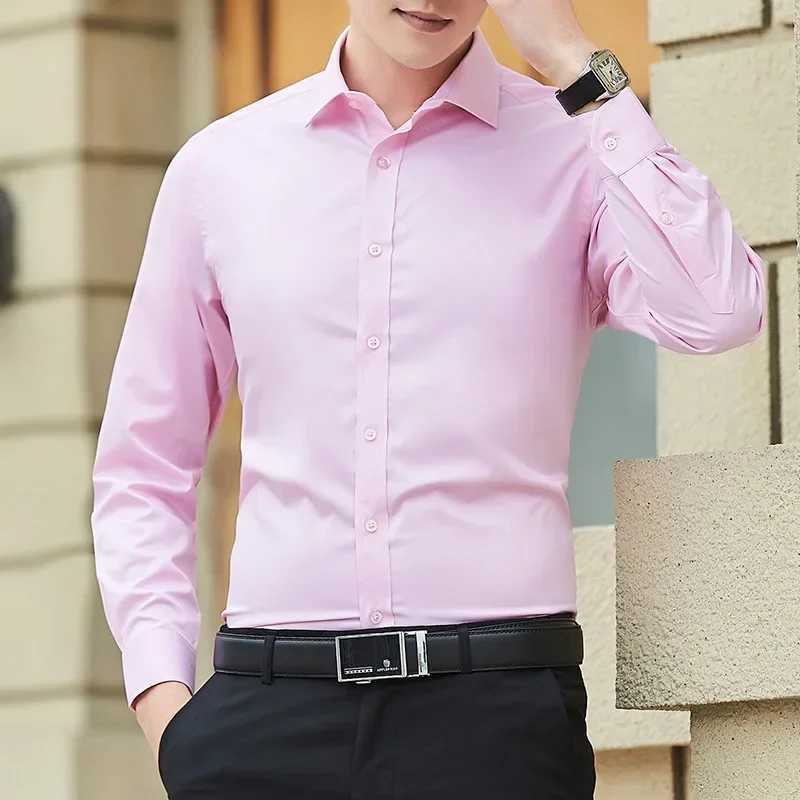 Men Solid Color Business Shirt Fashion Classic Basic Casual Slim White Long Sleeve Formal Wear Shirts Male Plus Size 6XL 7XL 8XLXJ250121