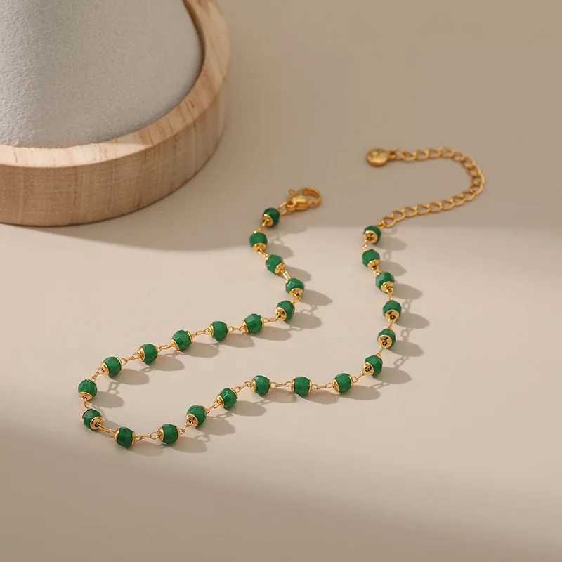 Vintage Ethnic Style Green Acrylic Bead Handmade Beading Women Anklet Adjustable Size Daily Wear Feet Accories Chic JewelryXJ250121