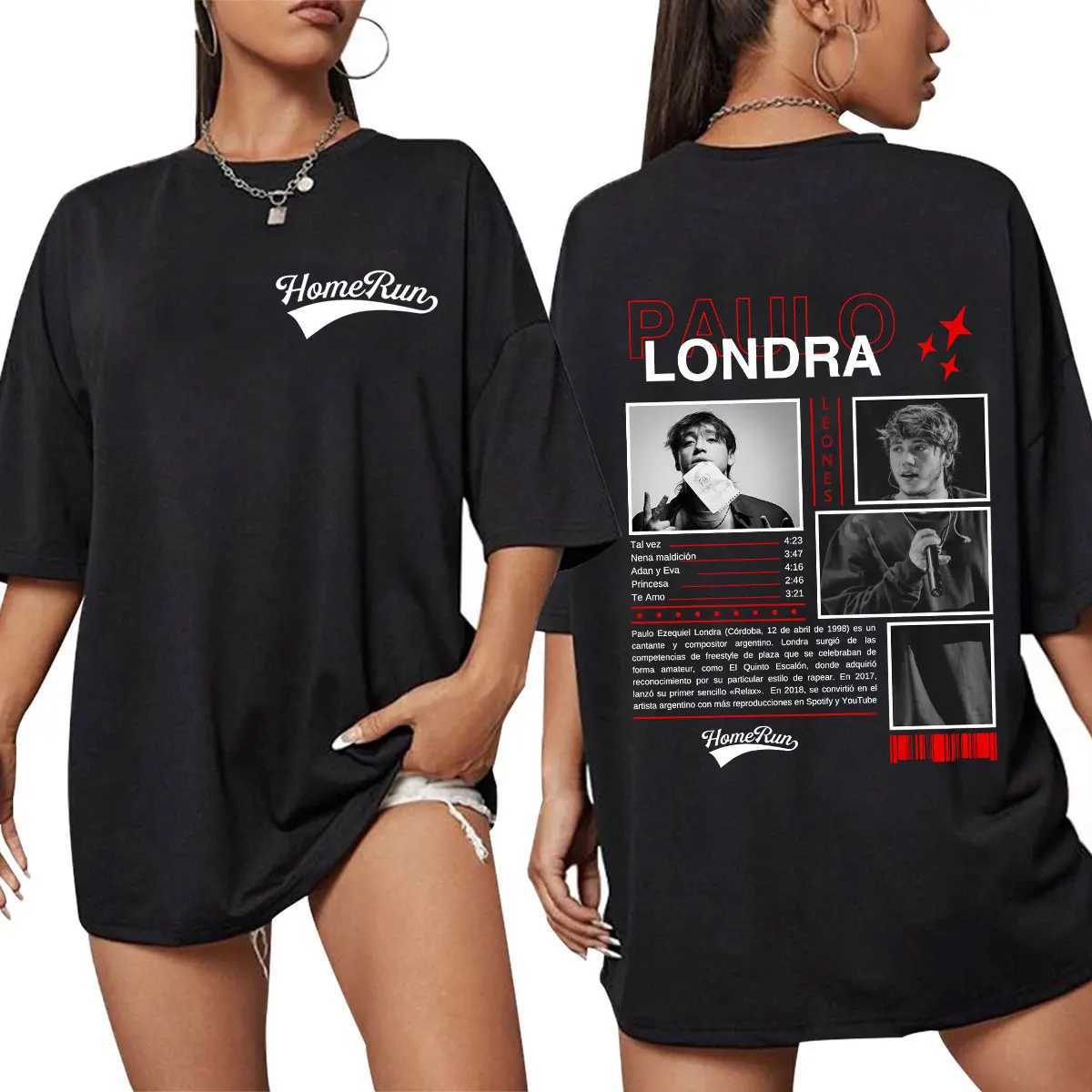 Rap singer Paulo Londra Homerun T-shirt mens fashion hip-hop oversized T-shirt comfortable cotton short sleeved T-shirt streetwear X250203