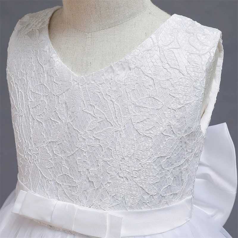 Baby Girls White Baptism Birthday Princess Dress Toddler Girl New Year Embroidery Floral Long Sleeve Flower Kid Wedding Costume X250203