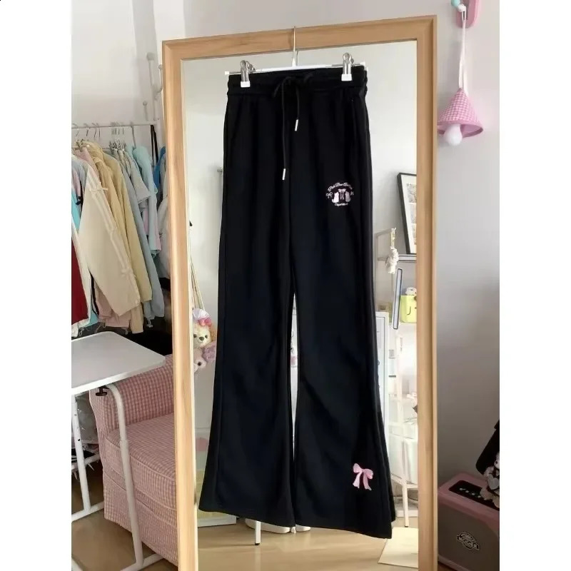 Deeptown Japanese Bow y Pants Women Vintage Wide Leg Causal Y2k Aesthetic Drawstring Trousers Harajuku Autumn Bottoms 250108