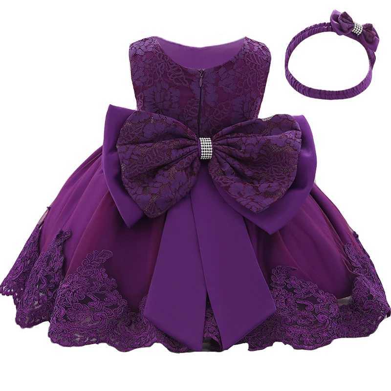 Big Bow Baby Girls Dress Newborn Baptist Princess Party Flower Dress Girl Dress Preschool First Birthday Christmas Childrens Clothing X250203