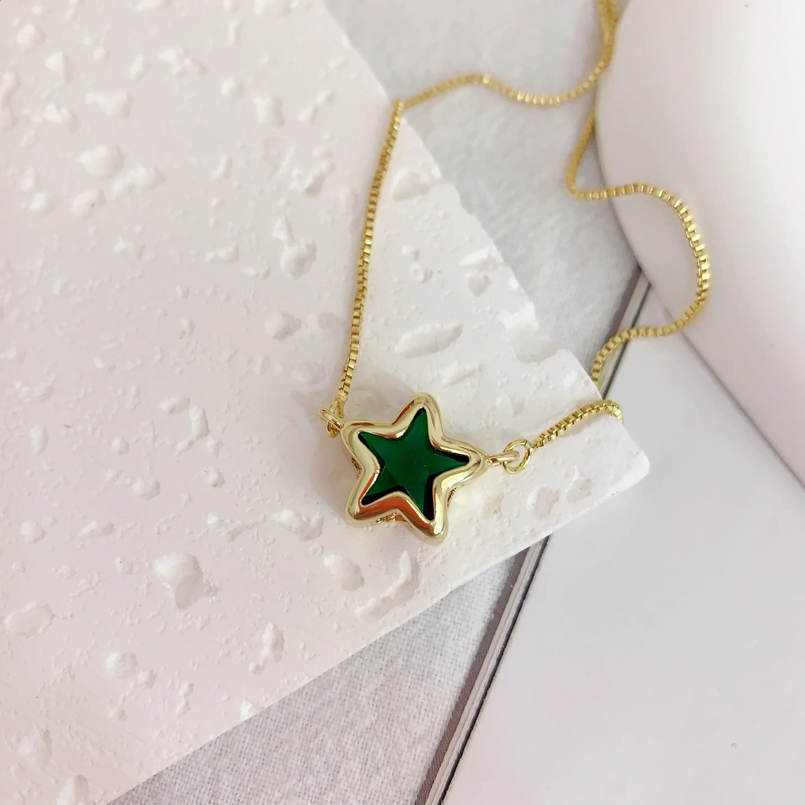 10Pcs Fashion Simple Cz Crystal Colorful Star Pendant Necklace Gold Plated Cubic Zirconia Chain Necklaces For Women Gifts 250117