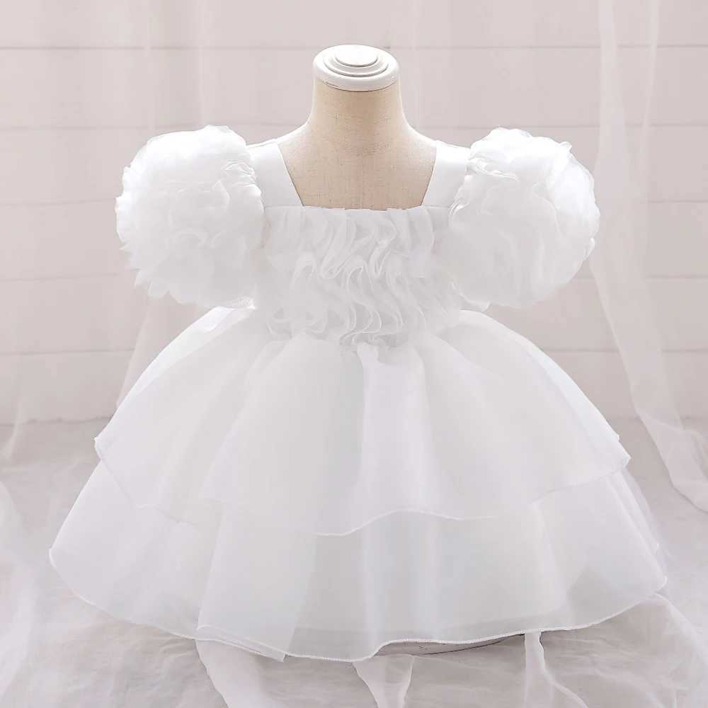 Pageant 1 Year Birthday Dress For Baby Girl Clothes Floral Princess Dress Wedding Puff Sleeve Girls Dresses Baptism Party Gown X250203