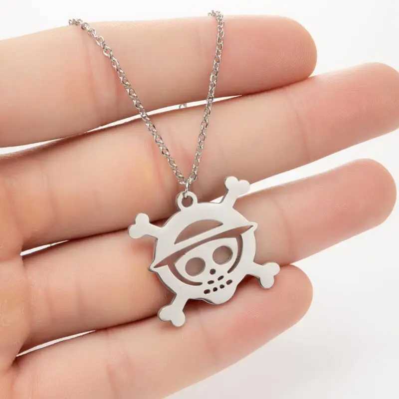 Anime One Piece Luffy Saron Skeleton Pirate Pendants Chain Choker Jewellery cosplay Fashion Necklace Jewelry Party AccessoriesXJ250121