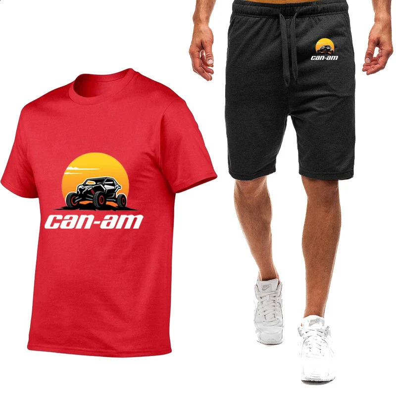 Can Am Motorcycle Printing Men Summer Shortsleeved Tshirt Simple Comfortable Casual Trendy Movement Suit 250108