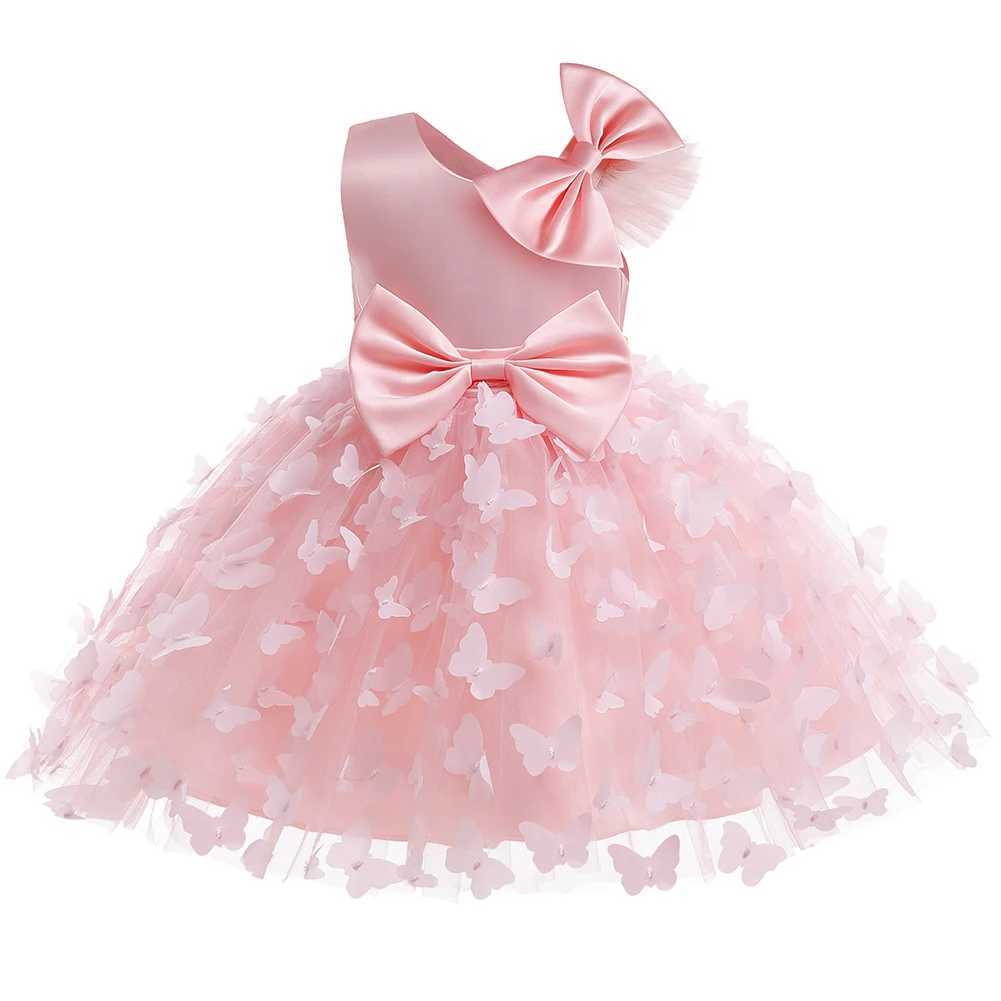 Baby Girls Baptism Dress Childrens Cotton Mesh Princess Dress Kid Flying Sleeve Christening Dresses Butterfly Tutu Clothes X250203