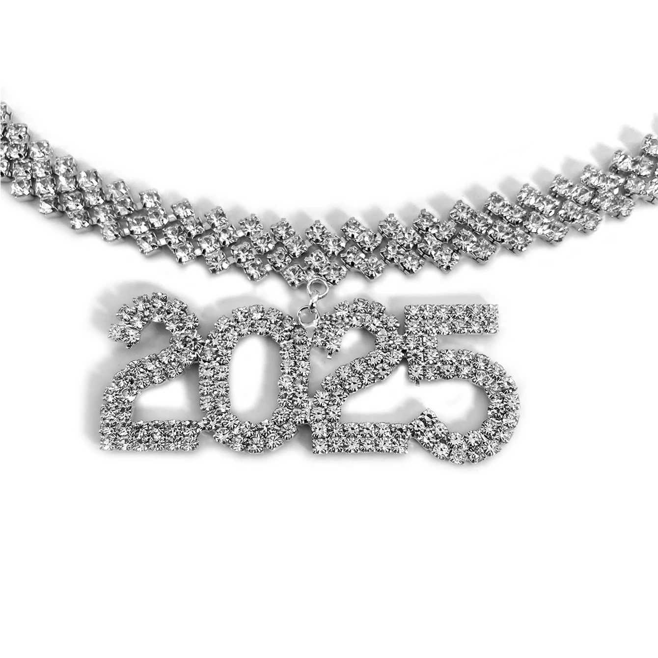 1pc Exaggerated Cuban Chain New Year Pendant Necklace 2025 Symbol Womens Fashion Punk Festival Accessories Tie Neck Short NecklXJ250121