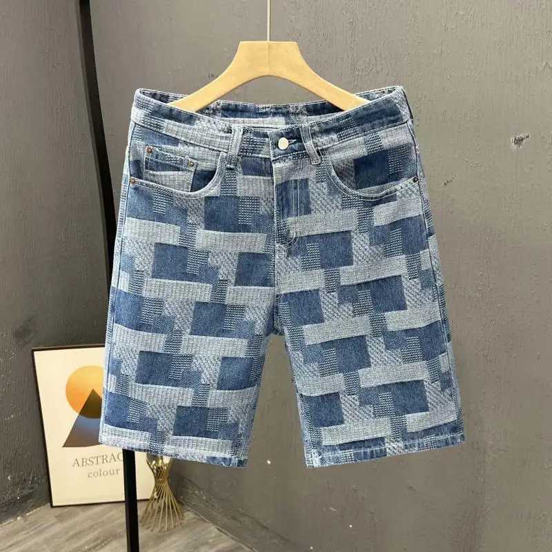 Mens Korean Style Boyfriend Streetwear Casual Knee Length Denim Shorts Summer Fashion Handsome Half Pants Luxury Brand Jeans X250203