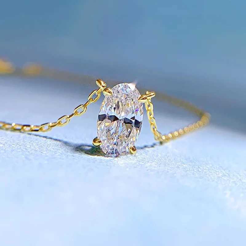PANSYSEN Luxury 925 Sterling Silver Oval Cut High Caon Diamond Pendant Necklace 18K White Gold Plated Fine Jewelry WholesaleXJ250114