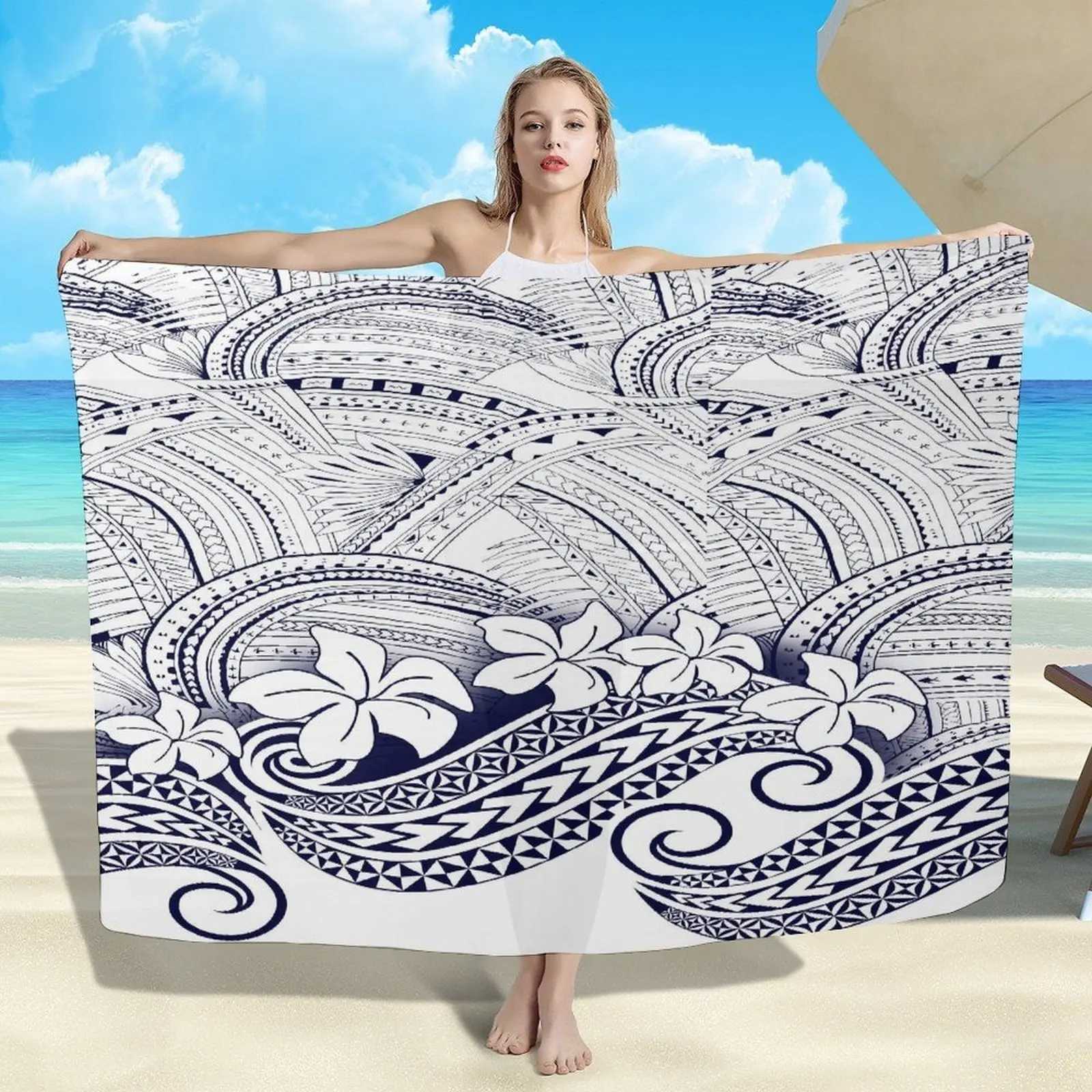 Custom Summer Seaside Floral Print Sarong Retro Tribal Design Shl Beach ron Haiian Soft Sarong Polynesian Womens Coat W250120