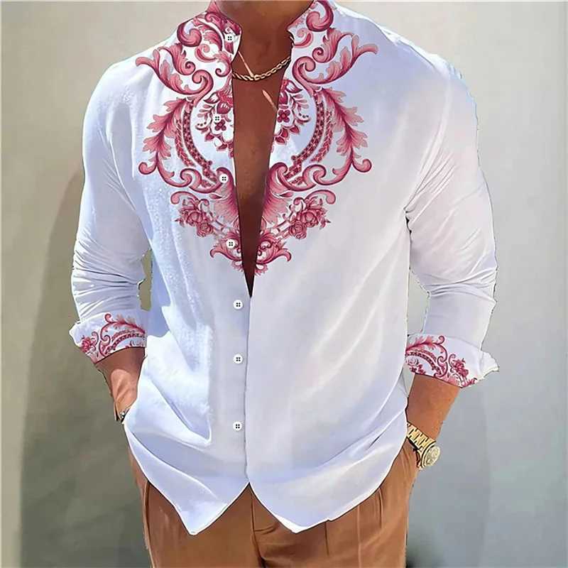 2024 Summer Mens Shirts Graphic Print Button Tops Long Sleeve Button Shirt Clothing Design Comfortable S-6XLXJ250121