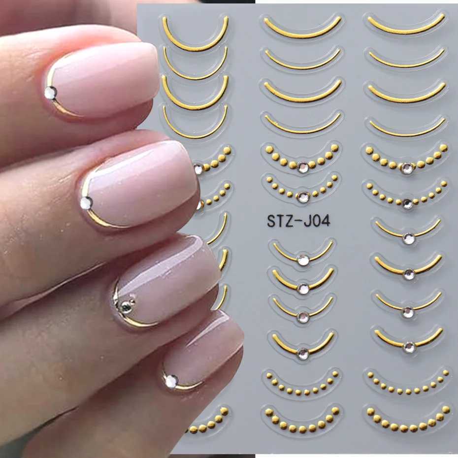 2/4pcs Luxury Rhinestone French Nail Art Stickers Sparkling Metallic Stripes Line Adhesive Decals Y2K Chrome Slider Nail DecorXJ250120