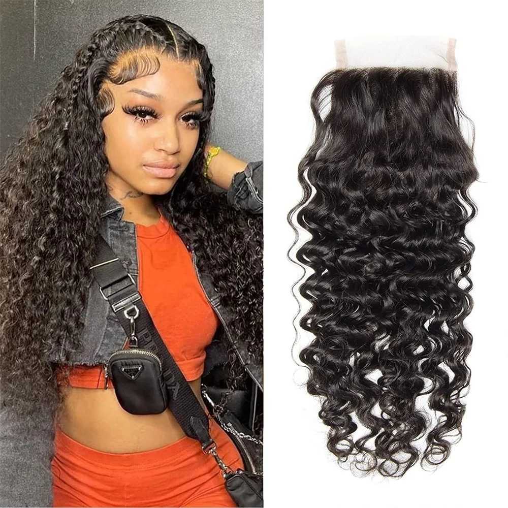 Kinky curly 13x4 Lace Frontal And Clo Brazilian 100% Human Hair Remy 4x4 Lace Clo Body Wave Deep Wave WaterXJ250120