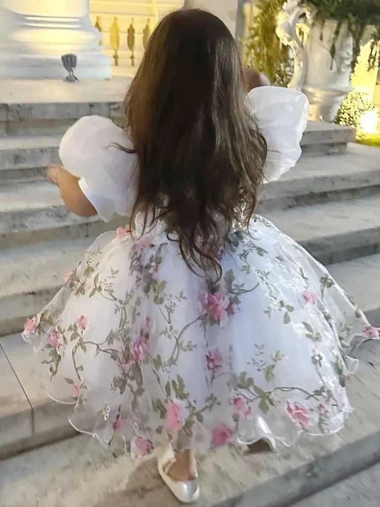 Baby Girl Birthday Fluffy Dress Infant 2024 Baptism Gown Flower Wedding Costume Kids Long Sleeved Clothes Toddler Dresses X250203