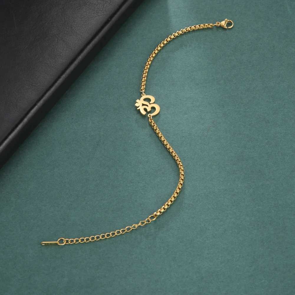 Indian Sanskrit OM Symbol Anklets For Woman Gold Color Delicate Buddhist Pendant Foot Chain Fashion Summer Jewelry AccoriesXJ250121