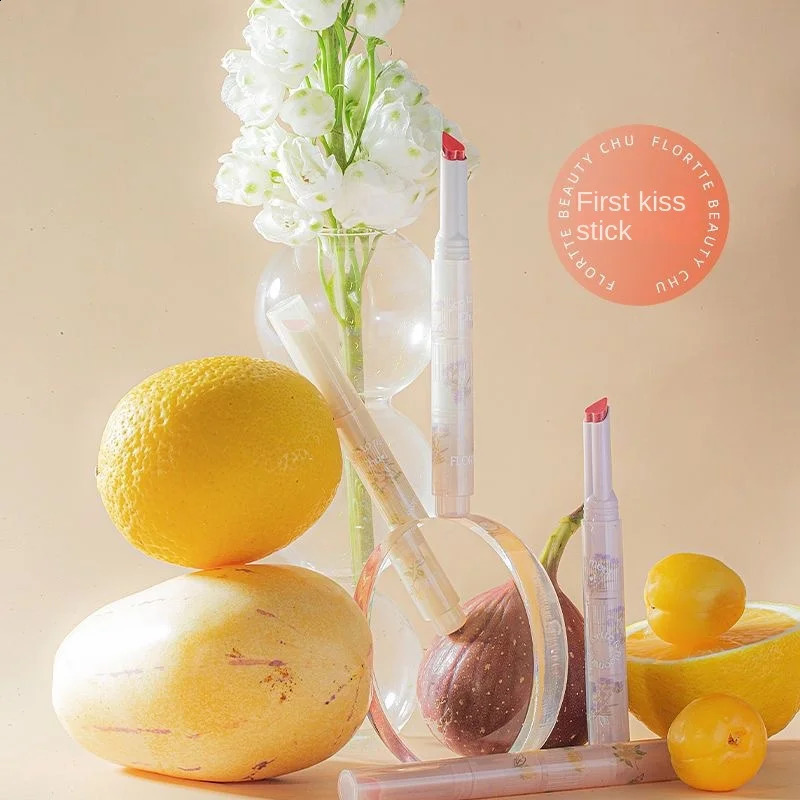 FLORTTE First Kiss Love Lipstick Pencil Lip Balm Mirror Shine Lip Glaze Lip Stick Korean Makeup Lipgloss 250108