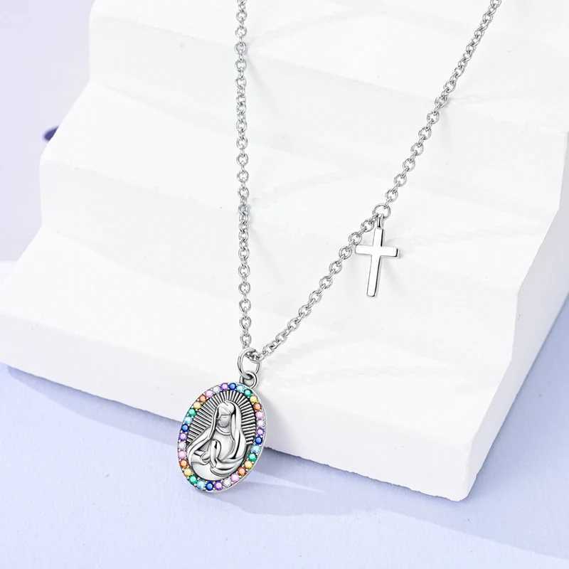 Original 925 Sterling Silver The Virgin Mary Necklace Zirconia Crystal Jewellery Party Birtay Wedding Women Anniversary GiftXJ250114