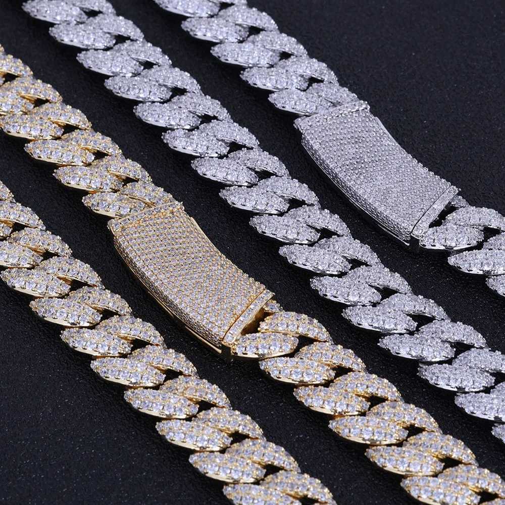 NUOYA 13MM 2 Rows Hip Hop Cubic Zircon d Out CZ Bubbles Cuban Chain Necklace Women Mens Jewelry Party GiftXJ250114
