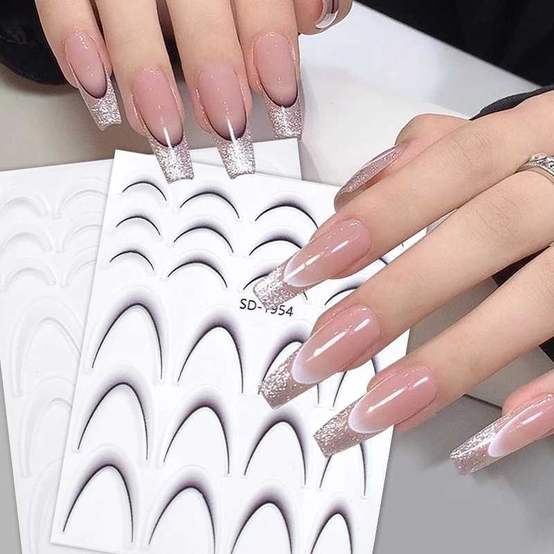 Gradient Color Line Design French Nail Art Stickers Self-Adhesive ail Tips Guides for DIY Decoration Stencil ToolsXJ250120