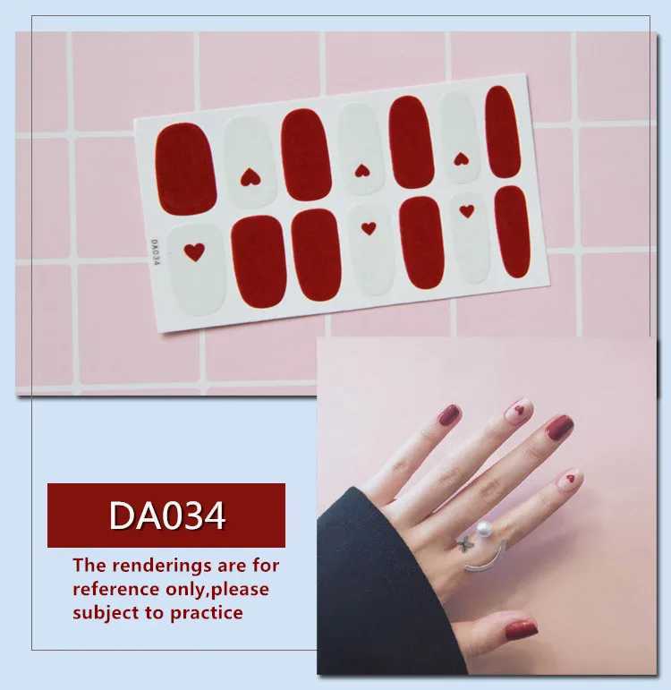 Baking Free Full Cover Wraps Nail Polish Stickers Strips Plain Nail Art Decorations Heart Designs Glitter Powder Manicure TipsXJ250120