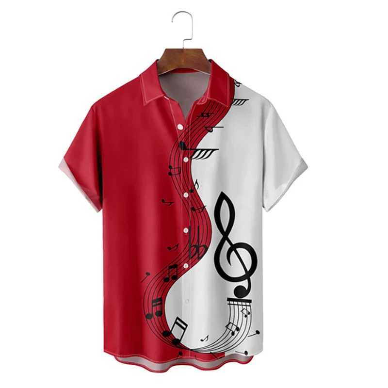 Mens shirt summer Hawaiian shirt pattern print music notes outdoor street short sleeved printed clothing fashion designerXJ250121