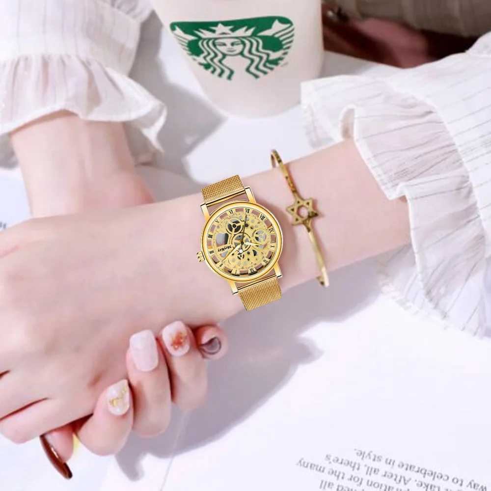2024 New Fashion Wen Gold Luxury Casual Quartz Watch Metal Mesh Stainless Steel Watches Womens Watch Ladies Wrist Watches X250203