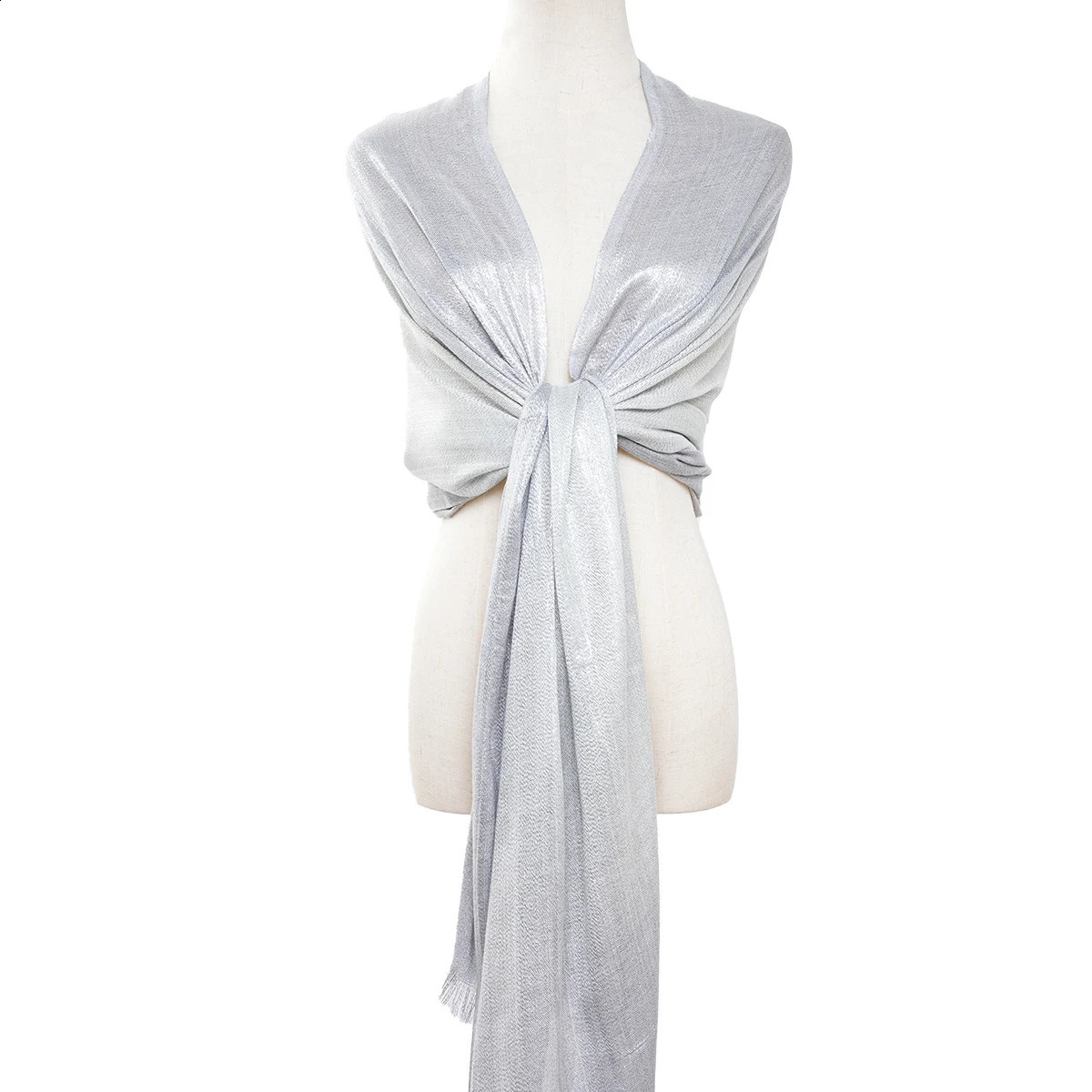 A womens gradient silver silk hand-painted evening dress tassel scarf and shawl suitable for evening party dress matching 250120
