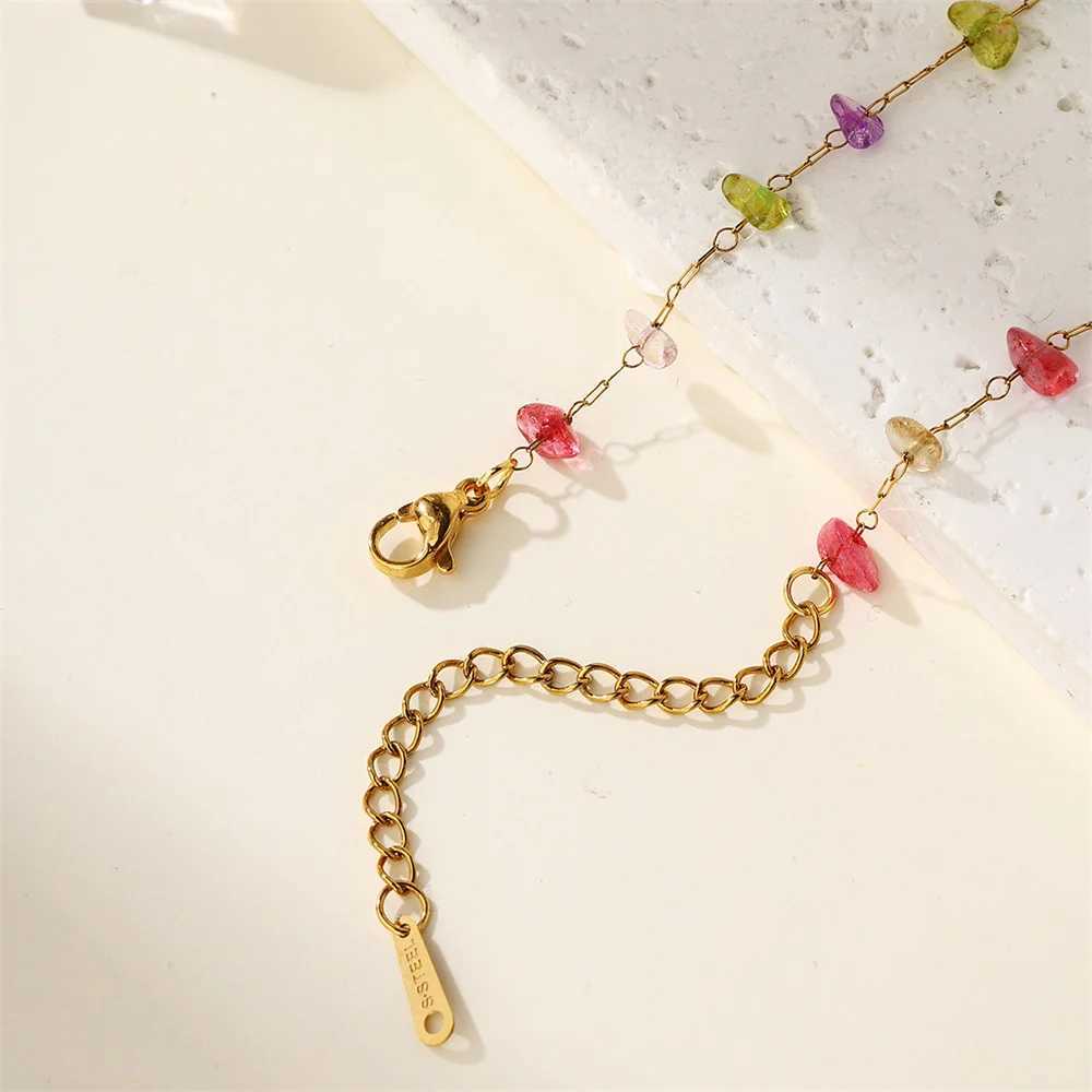 Colorful Natural Stone Anklet For Women Tren Stainl Steel Anklet Party Wedding Fashion Jewelry Girls Gift 2024XJ250121