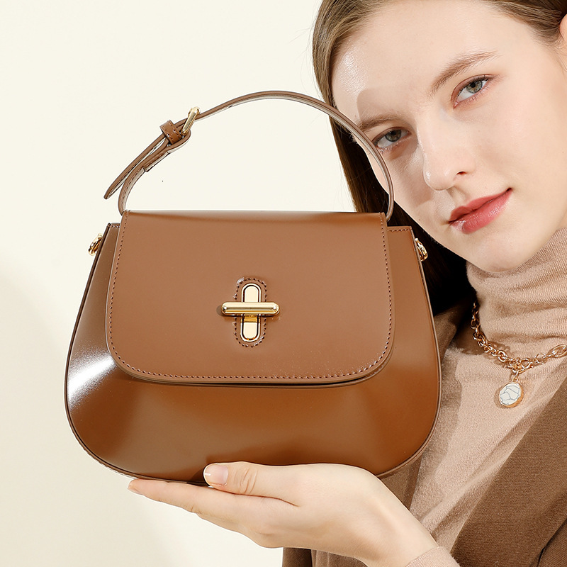 Bag Style Genuine Leather 2025 New Crossbody Bag, Light Niche Luxury, Capsule Chestnut Cowhide Women's Bag