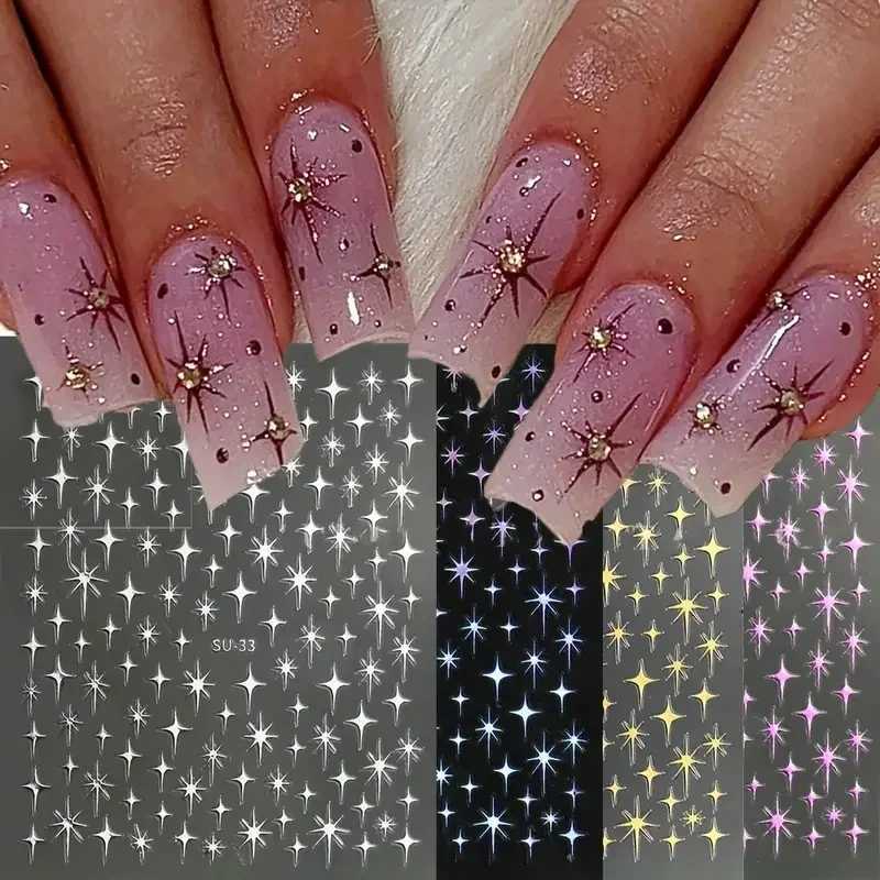 New Gold 3D Metallic Laser Starlight Nail Stickers Vibrant Y2K Nails Art Decorations for Nail Art DIY Nail Designs Easy To ApplyXJ250120