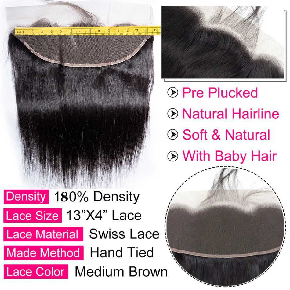 12A Peruvian Human Hair 3 Bundles With Clo Straight Virgin Human Hair Bundles With Frontal Natural Black Hair ExtensionsXJ250120