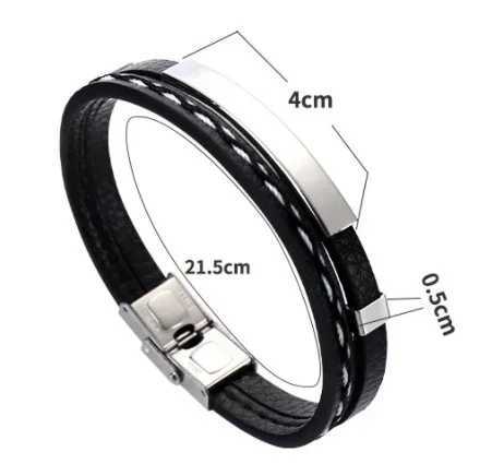 Delysia King 2021 Trendy Men Leatherwear Weave Bracelet Leisure Color Contrast Stainless Steel Bangle W250121